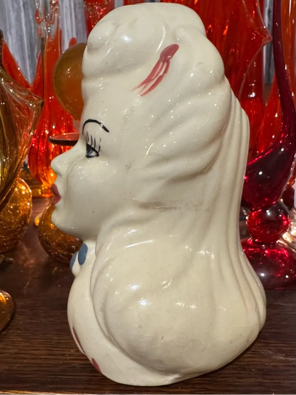 Vintage 1940’s Glamour Girl Lady Head Vase 7“X5“ - Picture 4 of 5